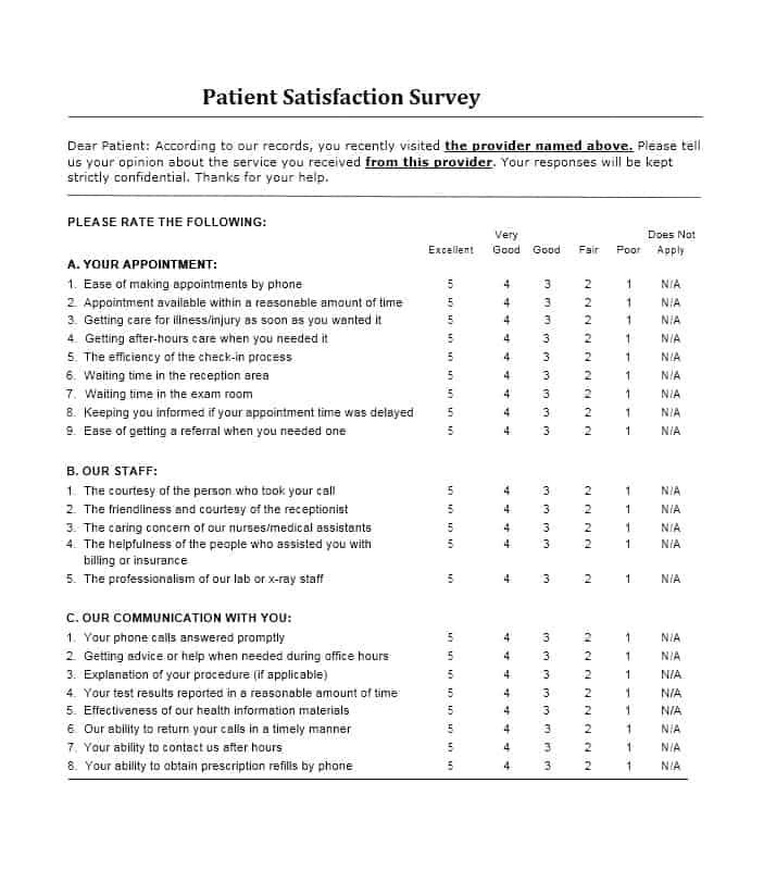 Patient Satisfaction Survey Template 01